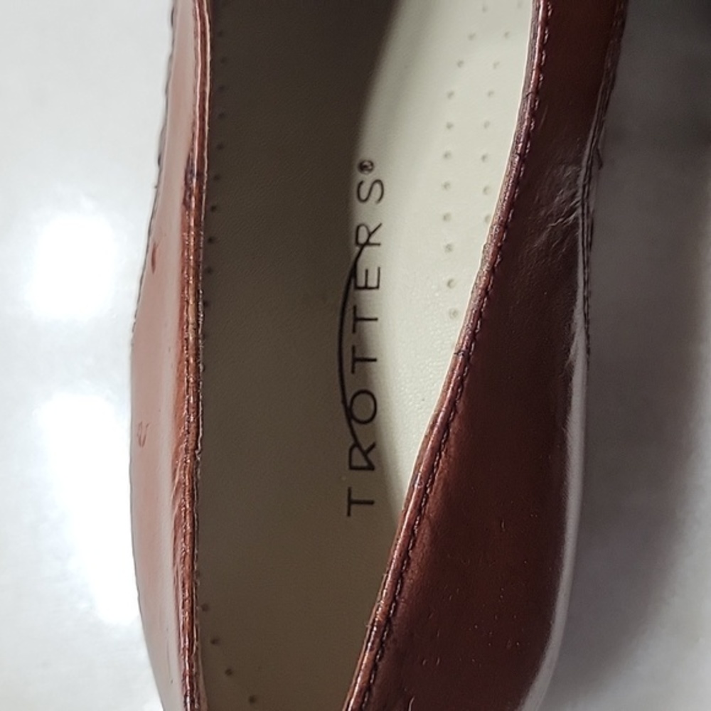 TROTTERS Lizzy Heringbone Brown Leather Uppers Size 6M - Picture 4 of 5